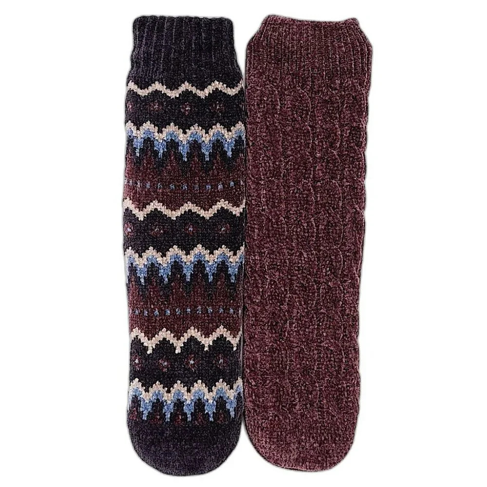 MUK LUKS Women's XL 2 Pack Lined Socks Faux Fur SIZE 8-10 Purple NEW